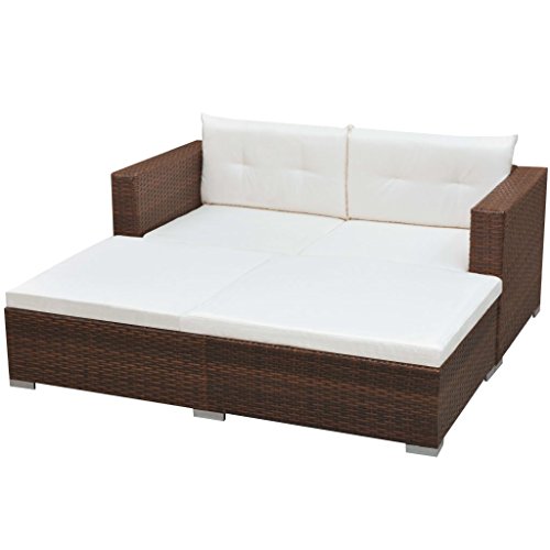 vidaXL Gartensofa 3-TLG. Poly Rattan Gartenmöbel Gartengarnitur Lounge Sofa – Bild 4