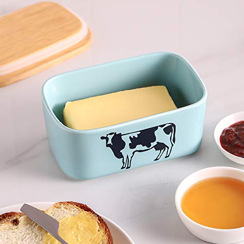 image for DOWAN Porcelain Butter Dish with Lid, Airtight Butter Container (Large