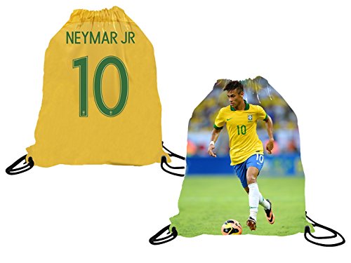 Neymar Jersey Style T-shirt Kids Neymar Jr Jersey Brazil T-shirt Gift Set Youth Sizes ✓ Premium Quality ✓ ✓ Soccer Backpack Gift Packaging (YS 6-8 Years Old, Neymar) - Thumbnail 4
