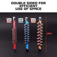 doublesmt Socket Organizer 1/4 3/8 1/2 Mountable Sliding Holder Rail Tool Storage 3Pcs