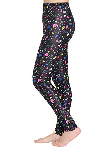 JustinCostume Women's 80's Neon Paint Splatter Leggings
