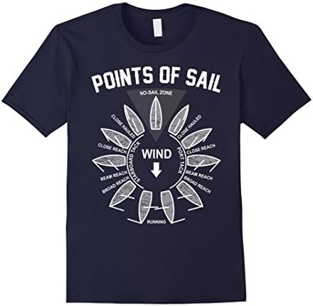Men's Points Of Sail Shirt: Sailing Boat Wind Sailor Gift T-Shirt Large Navy