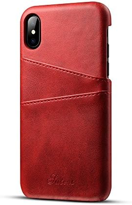 iPhone X Case, iPhone 10 Case, SightMax Wallet Phone Case Slim PU Leather Back Case Cover With Credit Card Holder For Apple 5.8" iPhone X / iPhone 10 (2017 Release) (Red)