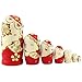 Moonmo 7pcs Cute Red Sweater Braid Girl Russian Wooden Nesting Dolls Matryoshka Toys
