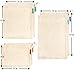 Reusable Produce Bags + Bulk Food Bags + String Bag, 7-pack - Assorted Sizes, Organic Cotton Materials (Mesh, Muslin, Net), Tare Weight Label, Washable, Drawstrings, Zero Waste Shopping Kit, Green
