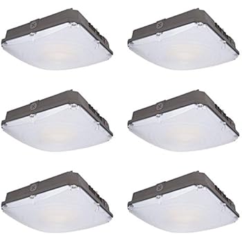 Hykolity 40W LED Canopy Light, 4800lm Outdoor LED Parking Garage Lights, Wet Rated Low Bay Soffit Lighting Fixture for Apartment Carport, 5000K, 1-10V Dimmable [150W MH Equivalent] - 6 Pack