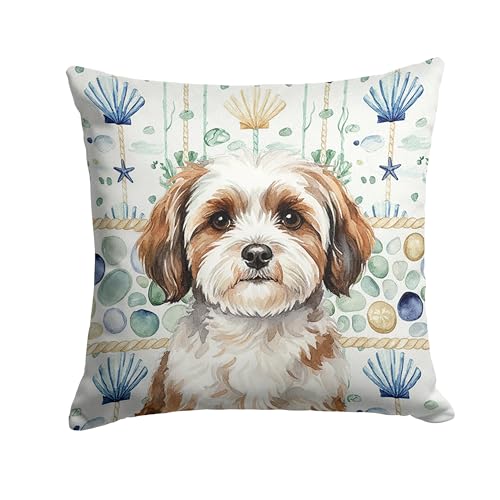 Caroline's Treasures Parti-Color Havanese Coastal Sea Glass Throw Pillow Decora…