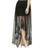Shawhuaa Womens Boho Chiffon Lace High Low Asymmetrical Long Maxi Skirt