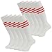 3street Triple Stripe Tube Sock - 01#White+red stripe (10 pair, Size 7-13)