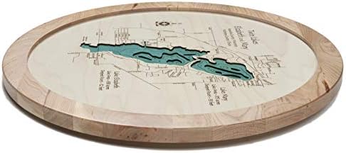 Smallwood Lake - Gladwin County - MI - Lazy Susan 17.5-3D Laser Carved Depth map with Glass Front.