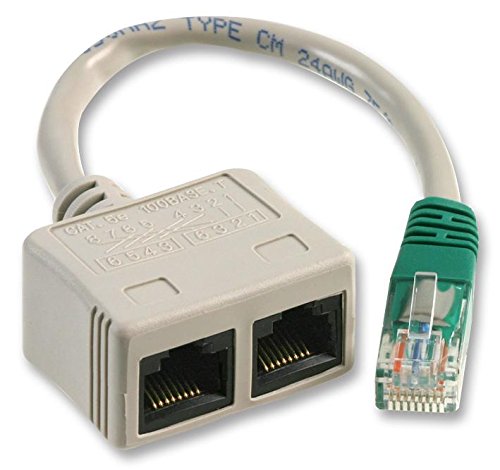 Pro Signal Cat5e UTP Ethernet Cable Economiser, Voice/Data, RJ45 Plug to 2x RJ45 Jack, 120mm RJ-ECONDV