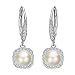 EVER FAITH Women's 925 Sterling Silver CZ 6MM Freshwater Cultured Pearl Elegant Dangle Earrings Clear