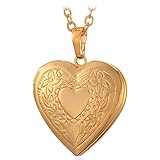U7 Heart Charm Necklace Platinum/Rose Gold/18K Gold Plated Locket Pendant - With 22 Inches Chain
