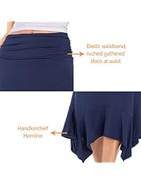 Falda elástica hasta la rodilla con dobladillo y cintura elástica para dama