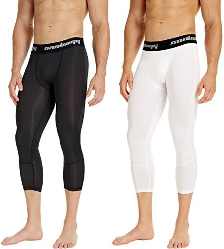 Legendfit Compression Pants Running Leggings 3/4 Tights Capri Pants Base Layer Quick Dry (Pack of 2) Black+White(3/4 length) Adults Medium
