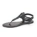 DREAM PAIRS SPPARKLY Women's Elastic Strappy String Thong Ankle Strap Summer Gladiator Sandals BLACK SIZE 7