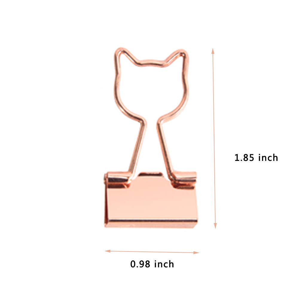 Rose Gold Metal Binder Clips with Cute Cat Shaped 0.74\