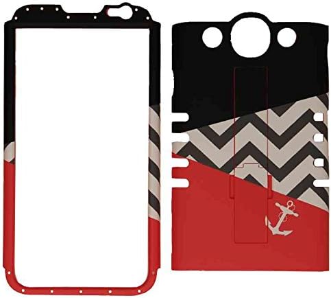 (LG E980/Optimus G Pro) (Rocker Series Kool Kase) Hybrid Heavy Duty Case Rubberized Chevron Anchor Black Gray Pink