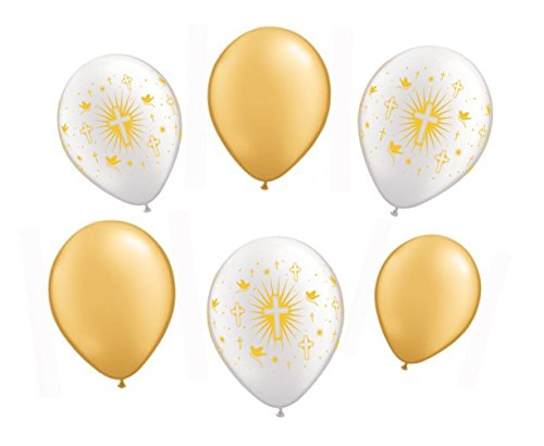 Qualatex Christening Decor Gold Balloons Pack Of 6 Baptism