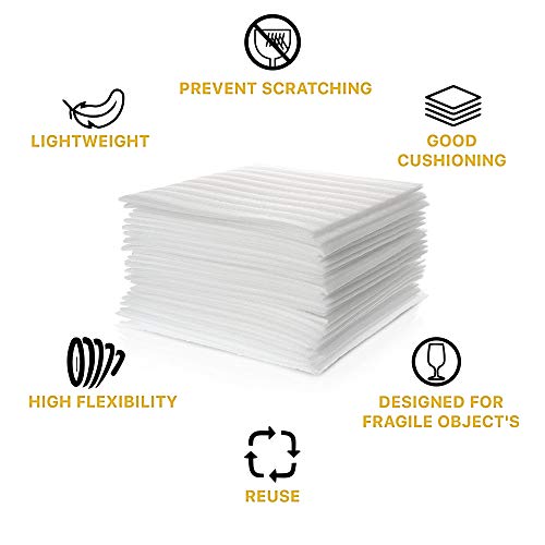 9.5" x 9.5" Foam Wrap Pouches Cushioning for Packing Moving Shipping and Storage Supplies - Foam Pouches is Great Alternative to Air Sheets and Bubble Packing Envelopes - 50 Pack - Thumbnail 3