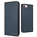 SHIELDON Case for iPhone SE3/SE2/8/7, Genuine Leather Wallet Flip Credit Card Slots Magnetic Kickstand Protective Case Compatible with iPhone SE 2022/2020 - Navy Blue