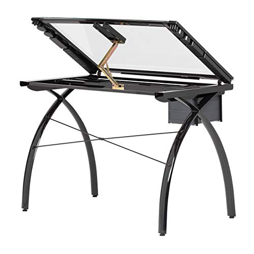 Futura Crafting, Drafting, Drawing Table with Adjustable Top, Black and