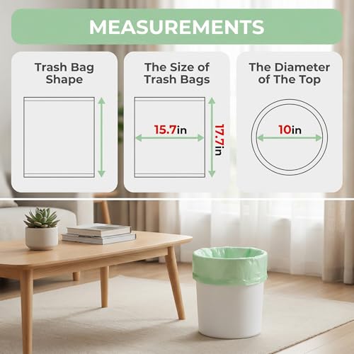 1.2 Gallon Small Trash Bags: Small Garbage Bags 4.5L Trash Bags Wastebasket Liners Bags for Kitchen Bathroom Office (150 Counts, Green)