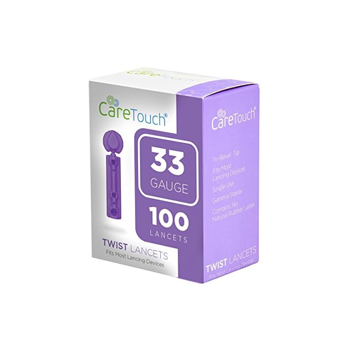 Care Touch - CTLAN100-33-VC Twist Top Lancets, 33 Gauge - 100 Lancets