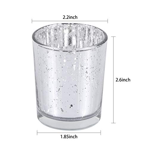 Harapu Votive Candle Holders Mercury Glass Tealight Candle Cup Holder Bulk for Wedding Decor and Home Decor, Pack of 12