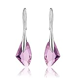 Pink Drop Earrings Jewelry for Women,Women's Rose Red Swarovski Earrings