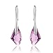 Pink Drop Earrings Jewelry for Women,Women's Rose Red Swarovski Earrings