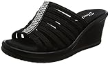 Skechers Cali Women's Rumblers Hot Shot Wedge Sandal,Black,8 M US