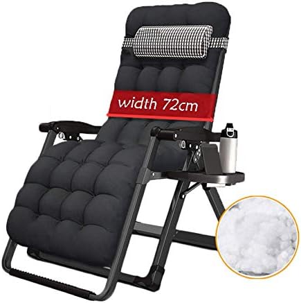 HXPK Oversized Folding Lounge Chair, Lunch Break Lounge Chair Folding Lunch Break Single Portable Small Office Crib For Garden, Outdoor Patio,Black