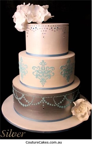 Designer Stencils C564 Pearl Swag Cake Stencil, Beige/Semi-Transparent