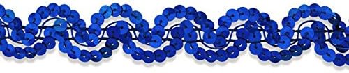 Decorative Trimmings Sequin Trim New Orleans ,Royal Blue, 6 YD