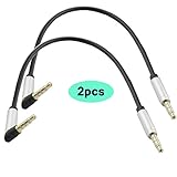Seadream 2Pack 6 inch 4-Pole 3.5mm Male Right Angle to 3.5mm Straight Male Stereo Audio Cable Headset Extension Cable for Beats Dr. Dre Studio iPhone,M to M Audio Cable,Premium Quality Cable Black