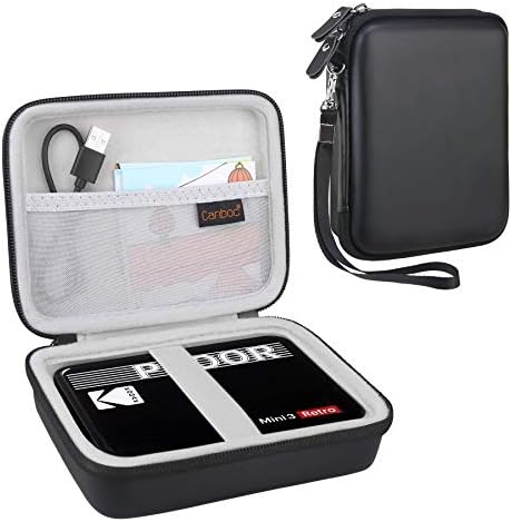 Canboc Photo Printer Case for Kodak Mini 3 Retro 3×3” Portable Photo Printer & Kodak Mini Shot 3 Retro 2-in-1 Instant Camera Photo Printer, Mesh Bag fits Cartridges Photo Paper USB Cable, Black