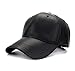 JOOWEN Unisex Faux Leather Baseball Cap Solid PU Adjustable Sports Hat (Black)