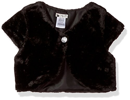 Youngland big girls  faux fur shrug, black, 7/8