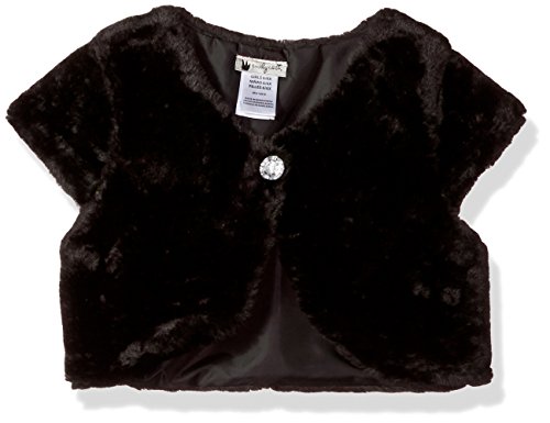 Youngland Little Girls' Faux Fur Shrug, Black, 6/6X