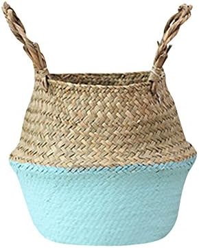 Wensltd Seagrass Wicker Basket Wicker Basket Flower Pot Folding Basket Dirty Basket
