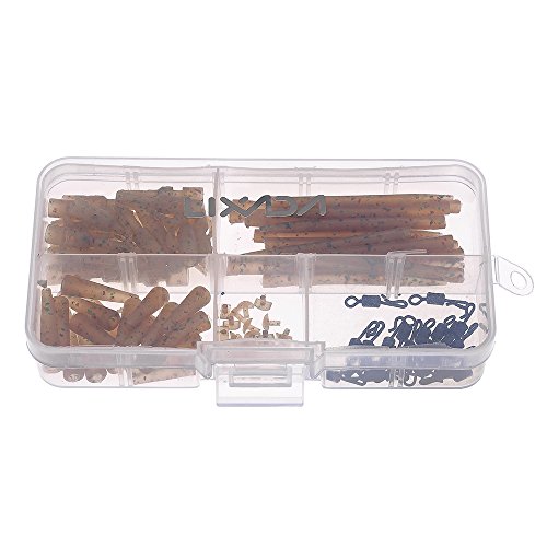 Lixada 100pcs Terminal Karpfen Fischen Tackle Sicherheits-Blei-Clips mit Pins Tail Gummi-Rohre Anti Tangle Ärmel Quick Change – Bild 4