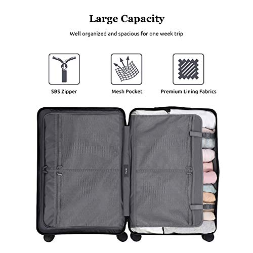 26 Inch Hardside Luggage with Spinner Wheels, Medium Rolling Checked Suitcase PC Lightweight