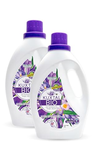 KUXTAL Detergente Líquido para Ropa, Fórmula con Ingredientes Naturales, Para Lavadora y Lavado a Mano, Apto para Piel Sensible, Aroma Floral, Biodegradable OECD 301-A, 2 Piezas