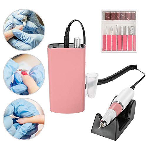 Electric Nail Drill Machine Rechargeable Nail File Driller Manicure Pedicure Polishing Nail Care Tool For Acrylic, Gel Nails, Home Salon Use (Pink)