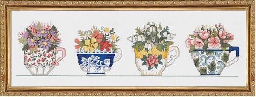 Janlynn Counted Cross Stitch Kit, Row of Teacups, By the yard