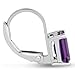 Sterling Silver Purple Amethyst Emerald Shape Drop Earrings 2 Carat Total Weight