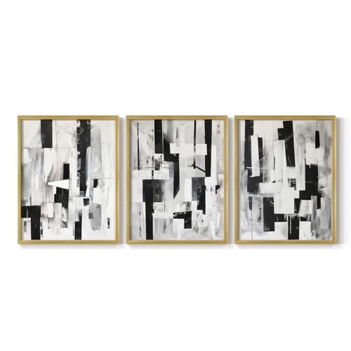 Renditions Gallery Set of 3 Peel & Stick Framed Prints, Abstract Wall Art, Rust…