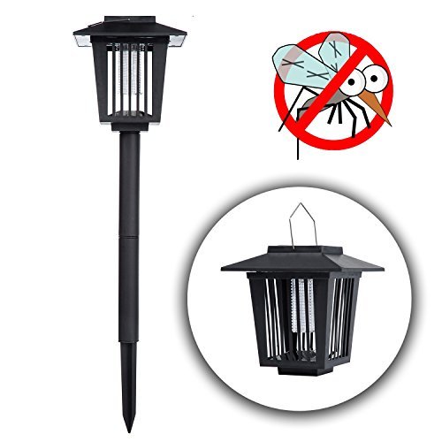POPUD Solar Powered Bug Zapper Light, Kpest Solar Mosquito Killer Insect Killer Indoor Outdoor Fly Pest Trap Lamp Portable Garden Lawn Light For Residential, Commercial and Industrial Use (black1)
