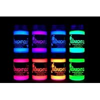 Midnight Glo UV Paint Acrylic Black Light Reactive Bright Neon Colors Set of 8 Bottles Great for Crafts, Art & DIY Projects, Blacklight Party(0.75 oz)